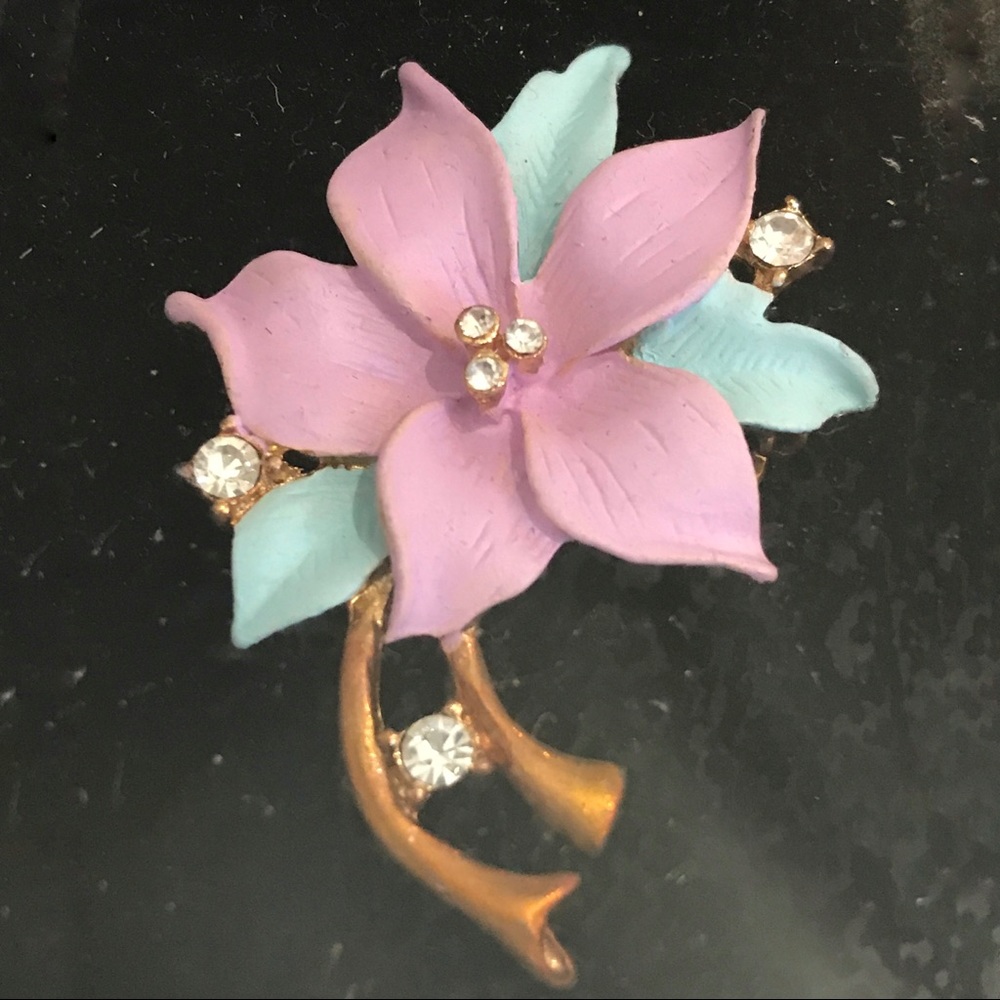 Porcelain Floral Brooch Pink Wildflower